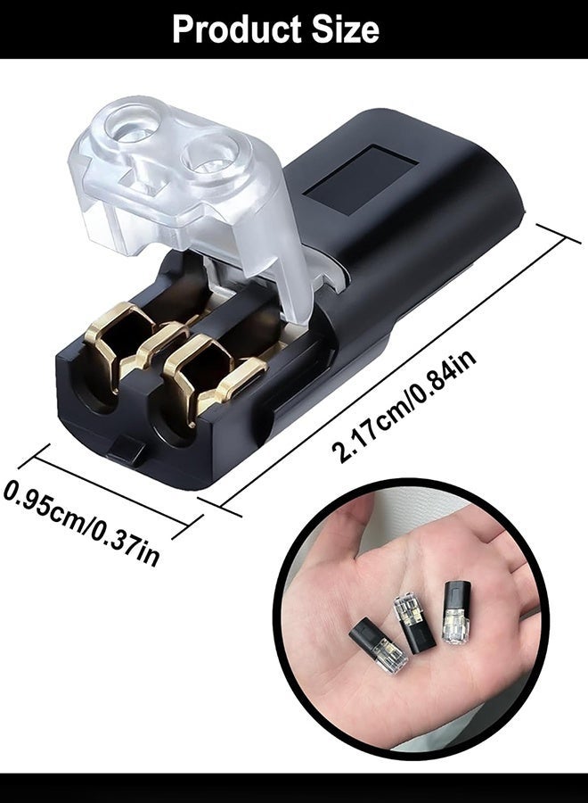 دبليو أف أف أو 20 قطعة، موصل مزدوج السلك، موصلات شريط إضاءة LED، 2 دبوس، موصلات أضواء LED، موصل سلك منخفض الجهد مع مشبك قفل، مقابس توصيل سريع، موصلات LED لأضواء الشريط، شرائط إضاءة LED، ومشاريع الأسلاك المنزلية - أسود - Image 2