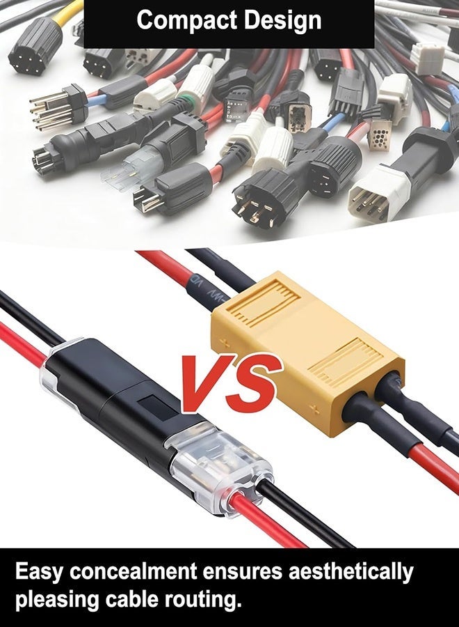 دبليو أف أف أو 20 قطعة، موصل مزدوج السلك، موصلات شريط إضاءة LED، 2 دبوس، موصلات أضواء LED، موصل سلك منخفض الجهد مع مشبك قفل، مقابس توصيل سريع، موصلات LED لأضواء الشريط، شرائط إضاءة LED، ومشاريع الأسلاك المنزلية - أسود - Image 3