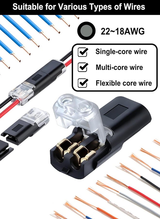 دبليو أف أف أو 20 قطعة، موصل مزدوج السلك، موصلات شريط إضاءة LED، 2 دبوس، موصلات أضواء LED، موصل سلك منخفض الجهد مع مشبك قفل، مقابس توصيل سريع، موصلات LED لأضواء الشريط، شرائط إضاءة LED، ومشاريع الأسلاك المنزلية - أسود - Image 4