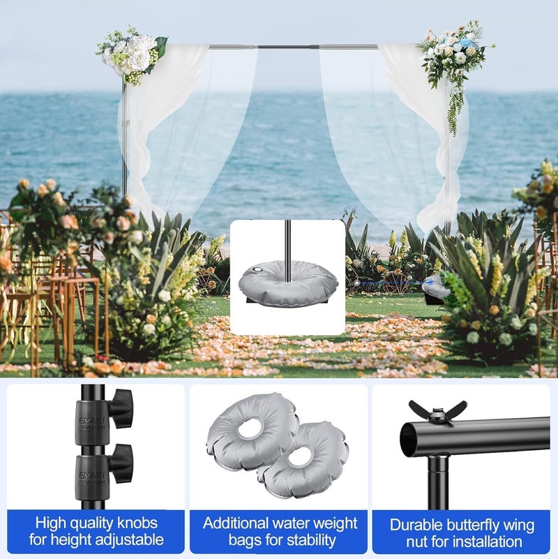 Heavy Duty Background Stand, 10x10ft/3x3m Adjustable Backdrop Support System Kit with Steel Base for Photography, Photo Video Studio, Birthday Parties Wedding Decoration -Black - Image 4