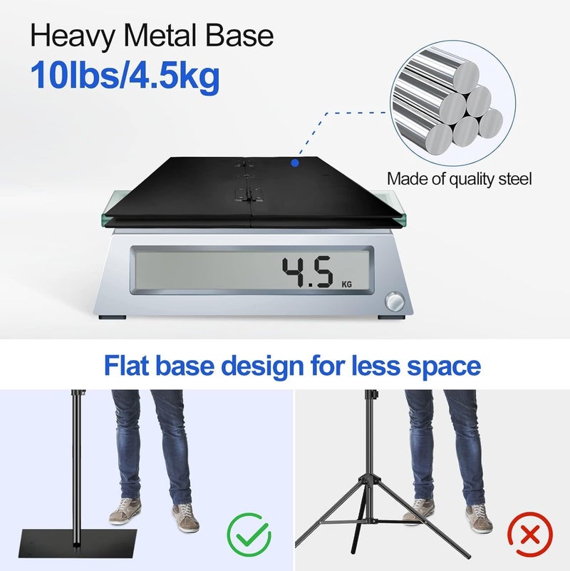 Heavy Duty Background Stand, 10x10ft/3x3m Adjustable Backdrop Support System Kit with Steel Base for Photography, Photo Video Studio, Birthday Parties Wedding Decoration -Black - Image 3