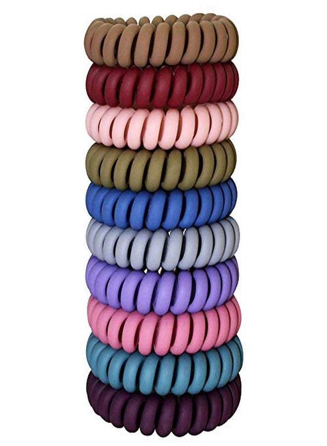 CHIROGRAPHY 10 Pcs Spiral Hair Ties, Coil Hair Ties, Phone Cord Hair Ties, Hair Coils Phone Cord Hair Rings Ponytail Holder Coil for Any Kinds of Hair - Image 1