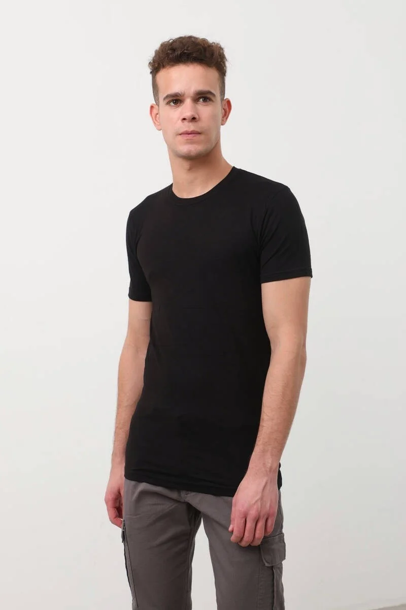 İlke İç Giyim İlke Underwear Crew Neck Basic T-Shirt Black