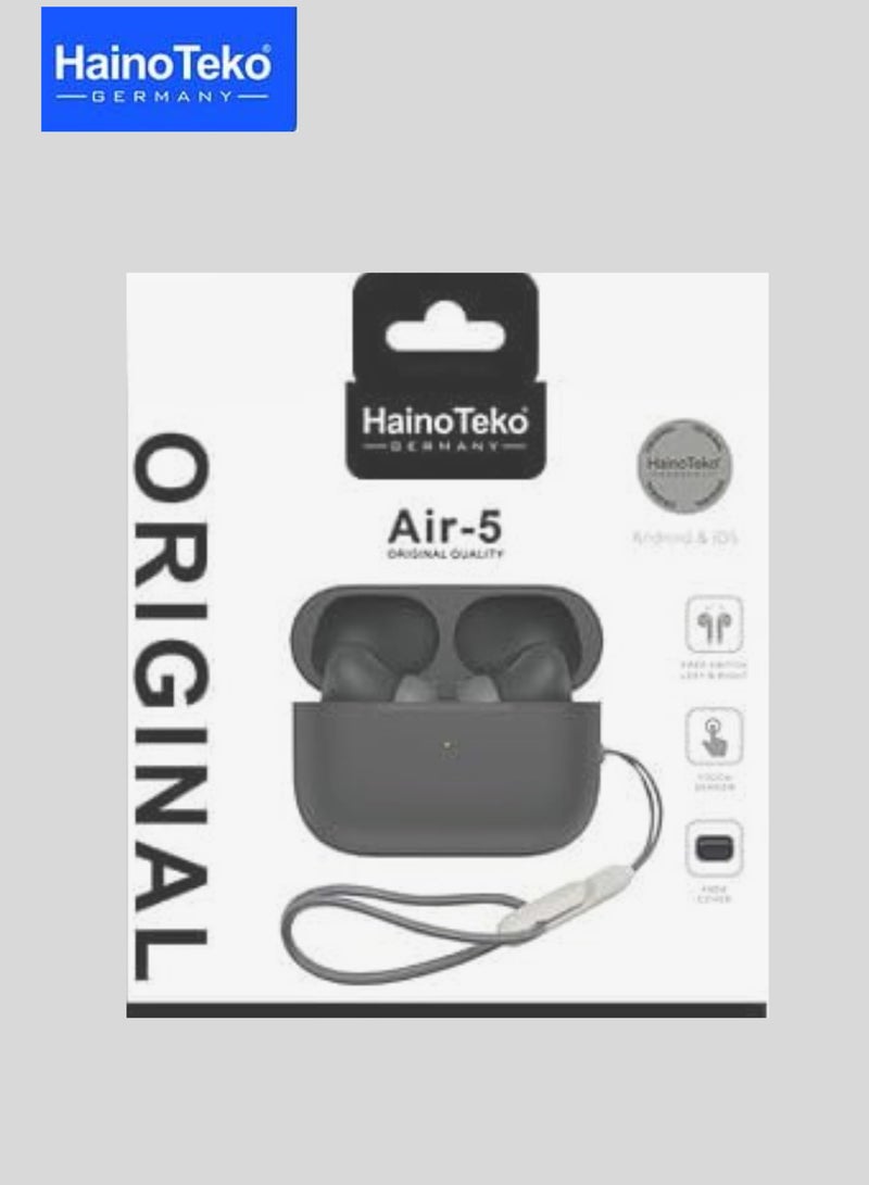 HainoTeko Haino Teko Germany Air 5 True Wireless ANC Earbuds – High Bass Sound, HD Mic, Touch Control, Charging Case, Compatible with Android & Tablets | Black - Image 2