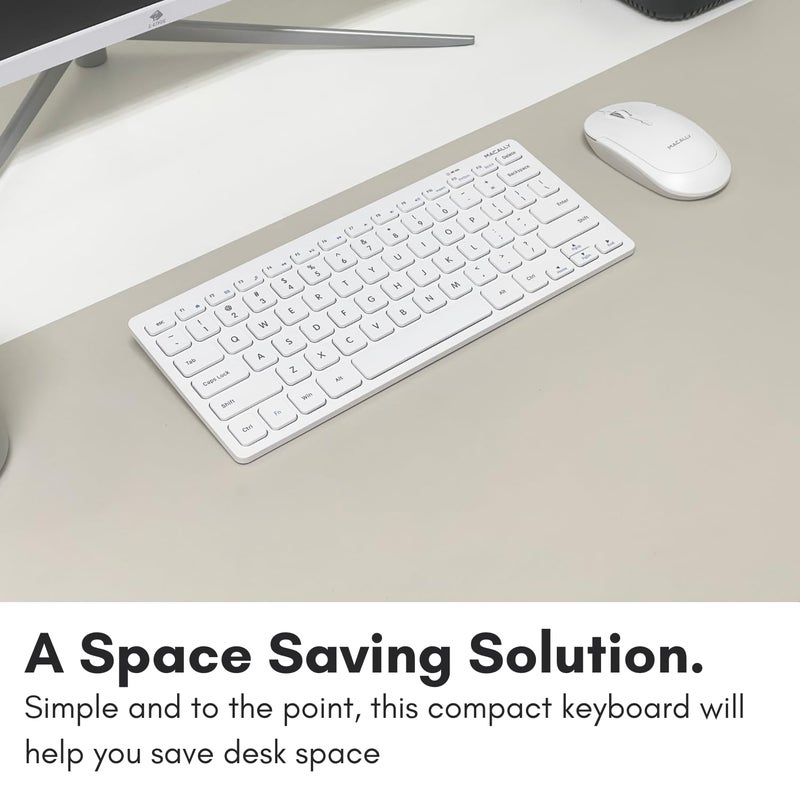 Macally Mini Compact Keyboard - Wireless Keyboards for Desktop PC, Surface, Chromebook, Notebook, Laptop Keyboard, Slim Key Board with 2.4G Wireless USB - Small Keyboard for Travel (White) - Image 2