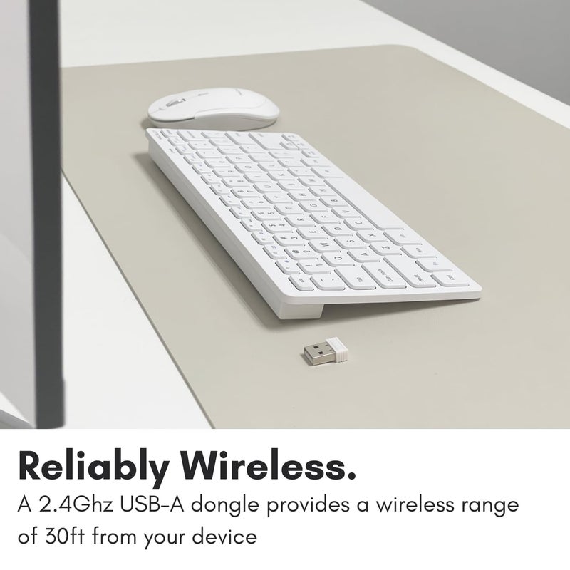 Macally Mini Compact Keyboard - Wireless Keyboards for Desktop PC, Surface, Chromebook, Notebook, Laptop Keyboard, Slim Key Board with 2.4G Wireless USB - Small Keyboard for Travel (White) - Image 3