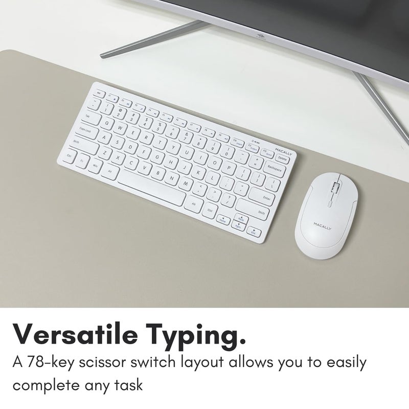 Macally Mini Compact Keyboard - Wireless Keyboards for Desktop PC, Surface, Chromebook, Notebook, Laptop Keyboard, Slim Key Board with 2.4G Wireless USB - Small Keyboard for Travel (White) - Image 5
