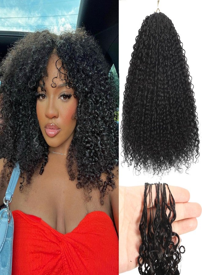 HLSK Curly Knotless Pre-Separated Crochet Hair Extensions Micro Pre Looped 100% Human Hair Natural Black 140g 22 Inch - Image 1