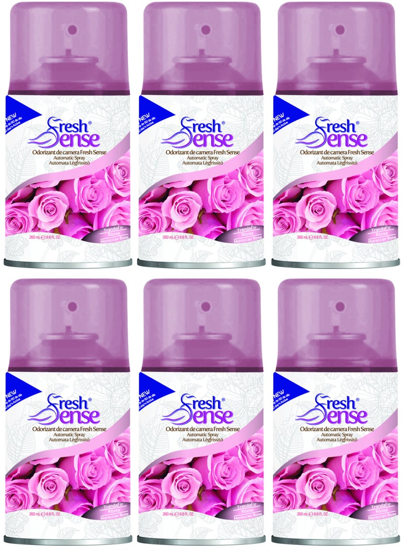 Fresh Sense ROSE Refill - PACK of 6 x 260ml - Automatic Spray Auto Spray Air Freshener for Home Bathroom Toilet Office Neutralizes Bad Odors FRESH SENSE - Image 1