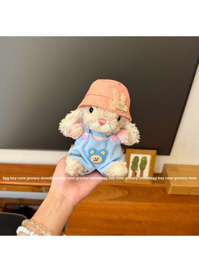 [clothes Only] Jellycatyummy Rabbit Clothes Curly Piggy Puppy Doll Goggles Pajamas Dress-Specification:[only Clothes, Not Including Dolls] Suitable For Dolls Within 20cm-Colour:Pink Fisherman Hat + Rat Overalls Suit (doll Not Included) - Image 1