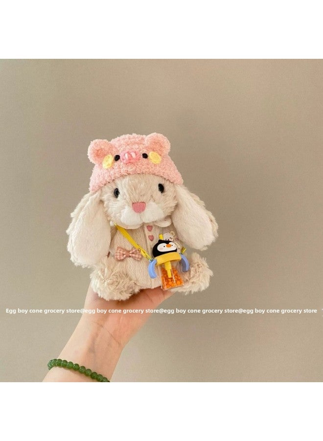 [clothes Only] Jellycatyummy Rabbit Clothes Curly Piggy Puppy Doll Goggles Pajamas Dress-Specification:[only Clothes, Not Including Dolls] Suitable For Dolls Within 20cm-Colour:Pink Fisherman Hat + Rat Overalls Suit (doll Not Included) - Image 4
