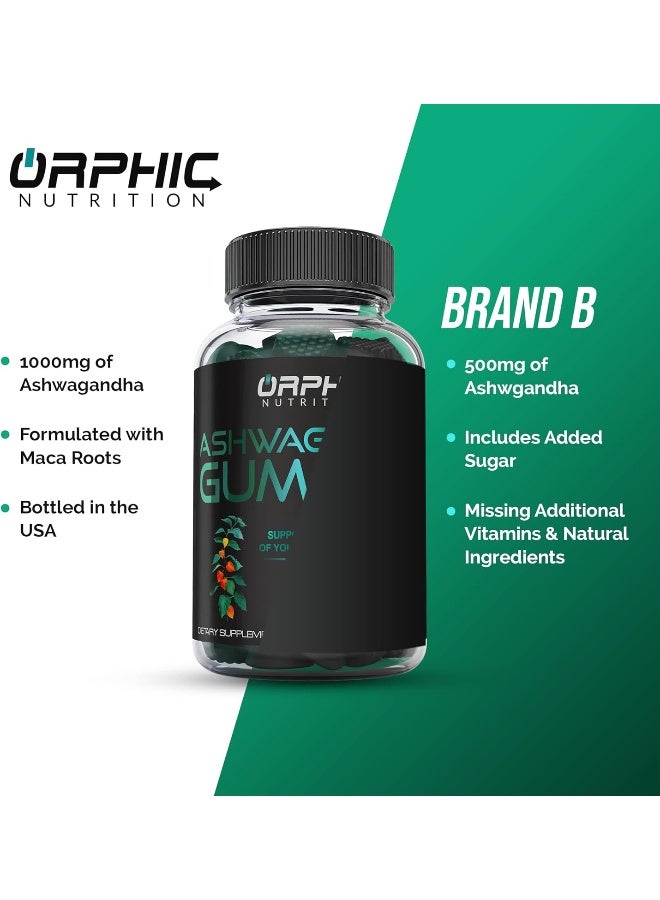 أورفيك نيوتريشن علكات الأشواغاندا - 1000 مجم من الأشواغاندا لكل حصة - مكون من جذر الماكا وبلسم الليمون والل-ثيانين - يدعم المناعة الطبيعية والنوم الجيد* - 60 علكة - Image 2