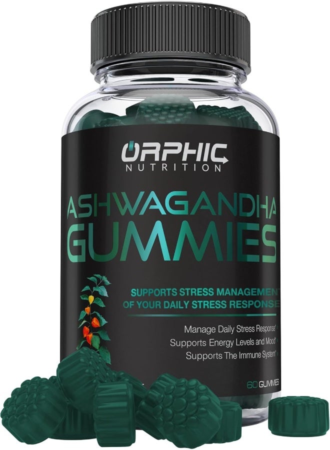 أورفيك نيوتريشن علكات الأشواغاندا - 1000 مجم من الأشواغاندا لكل حصة - مكون من جذر الماكا وبلسم الليمون والل-ثيانين - يدعم المناعة الطبيعية والنوم الجيد* - 60 علكة - Image 1