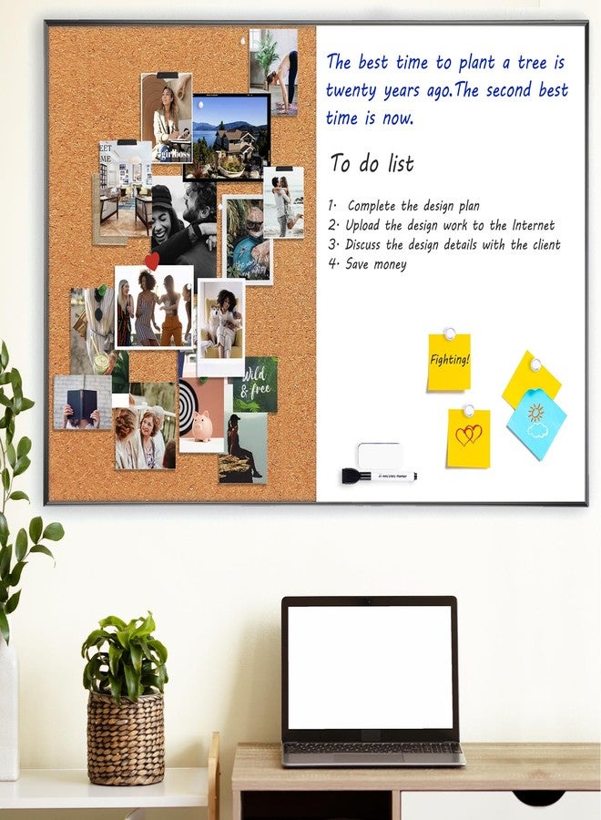 ARCOBIS Cork Board White Board Combo, 36 x 24 Inch Bulletin Board, Magnetic Dry Erase Board & Corkboard for Wall, Vision Board for Home, Office, School, Black Frame - Image 5