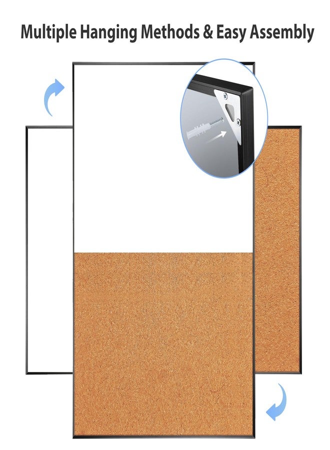 ARCOBIS Cork Board White Board Combo, 36 x 24 Inch Bulletin Board, Magnetic Dry Erase Board & Corkboard for Wall, Vision Board for Home, Office, School, Black Frame - Image 4