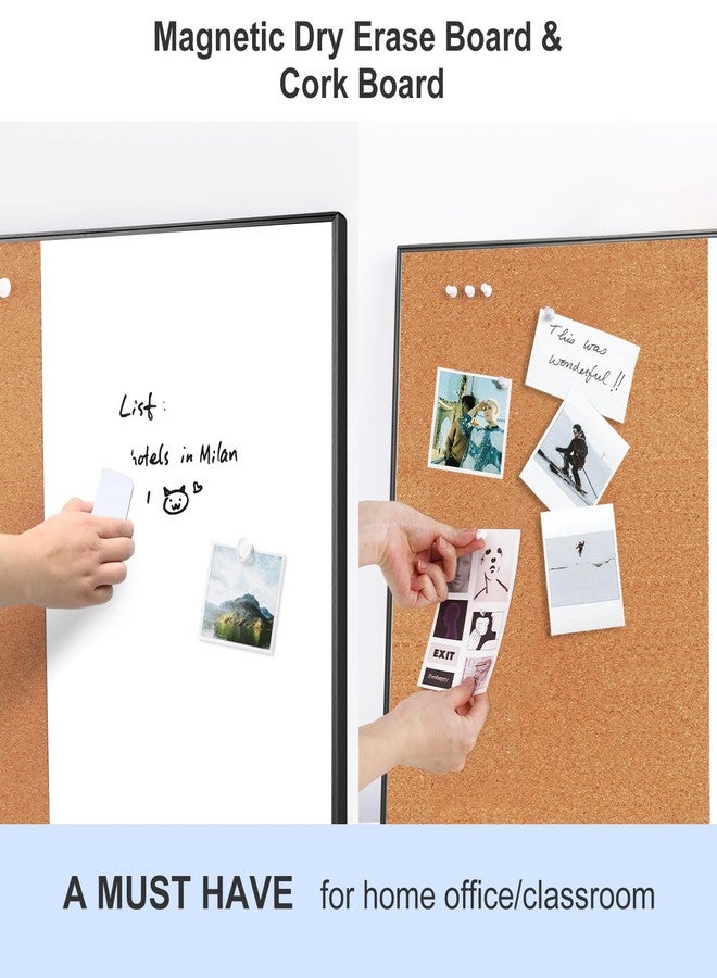 ARCOBIS Cork Board White Board Combo, 36 x 24 Inch Bulletin Board, Magnetic Dry Erase Board & Corkboard for Wall, Vision Board for Home, Office, School, Black Frame - Image 2