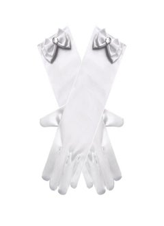 Loquat Girls' Spring and Autumn Long Gloves White  - Image 1