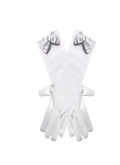 Loquat Girls' Spring and Autumn Long Gloves White  - Image 3