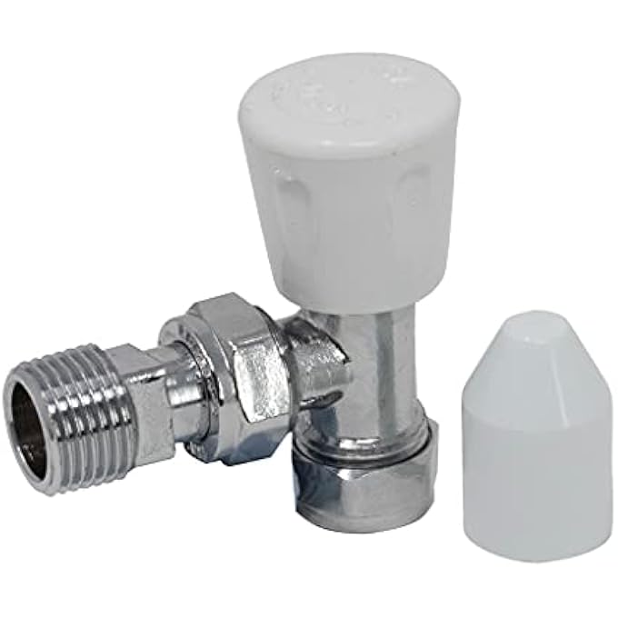 15MM ANGLED RADIATOR VALVE WITH LOCKSHIELD AND WHEELHEAD FOR RADIATORS 1/2" STANDARD THREAD
