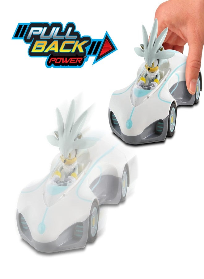 NKOK Team Sonic Pull Back Racer - Silver Sonic; No Batteries Required; Pull Back, Let go, and Watch Silver Race - Image 2