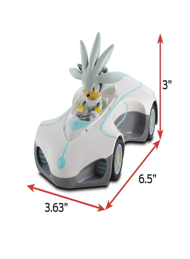 NKOK Team Sonic Pull Back Racer - Silver Sonic; No Batteries Required; Pull Back, Let go, and Watch Silver Race - Image 3