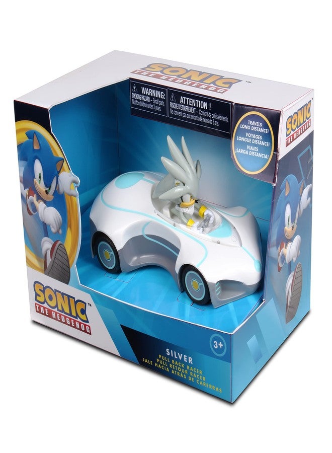 NKOK Team Sonic Pull Back Racer - Silver Sonic; No Batteries Required; Pull Back, Let go, and Watch Silver Race - Image 4