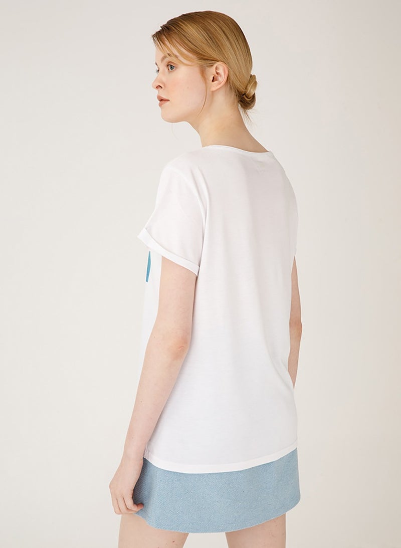 Biggdesign تي شيرت نسائي سعيد من فيسز، مادة قطنية، تصميم مخصص، تي شيرت أبيض للنساء، مقاس م - Image 2