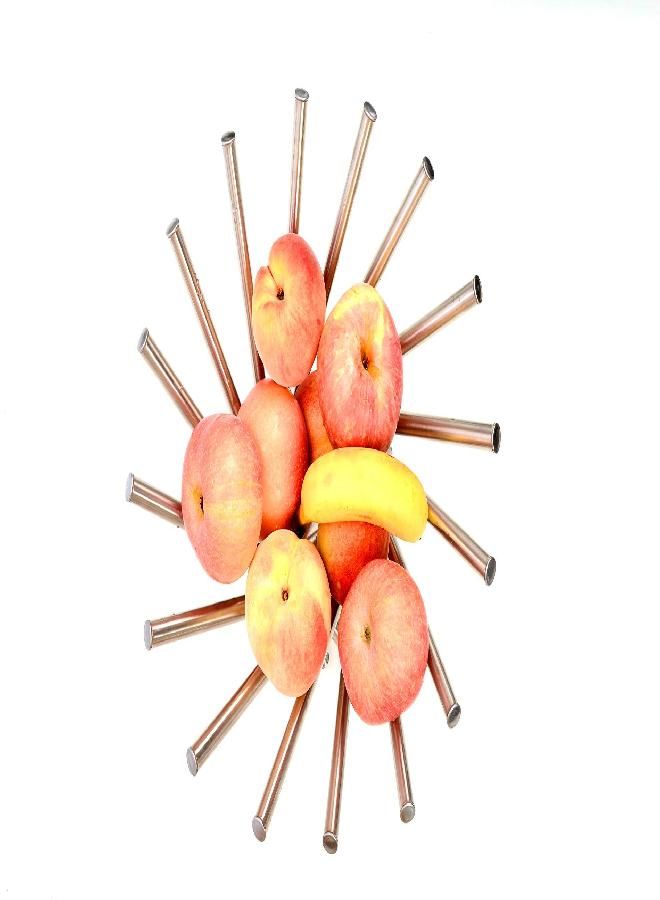 LANDTOM® Creative Stainless Steel Rotation Fruit Bowl/Fruit Basket/Fruit Stand/Fruit Holder with Free Orange Peeler, Silver - Image 3