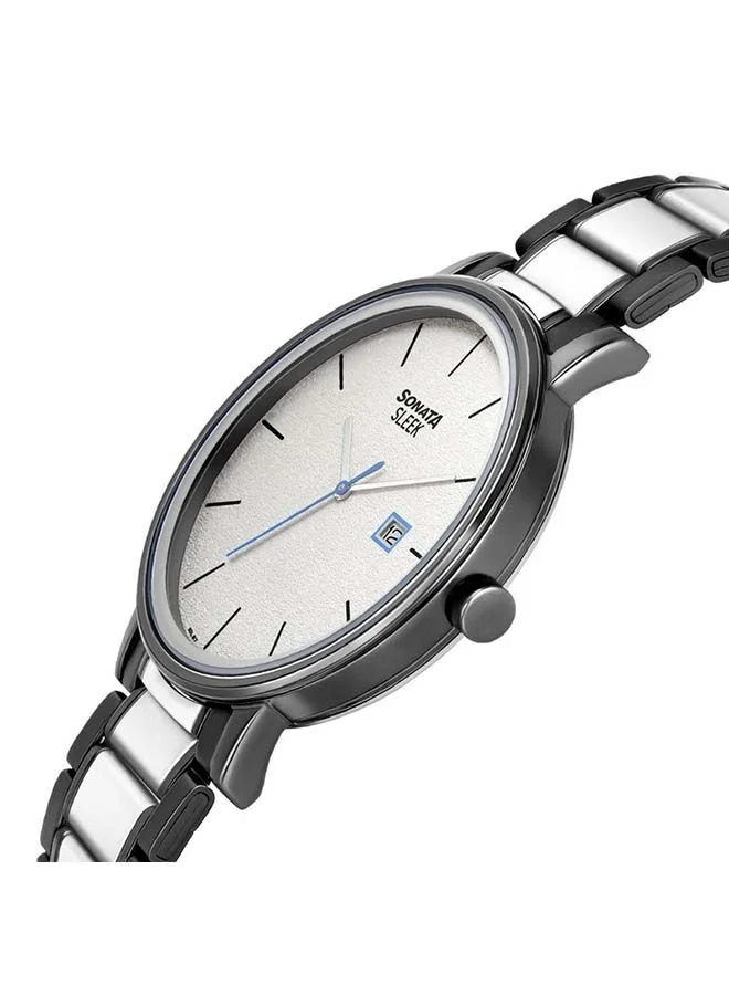 سوناتا Round Shape Stainless Steel Analog Wrist Watch 7131KM02 - 42 mm - Two Toned