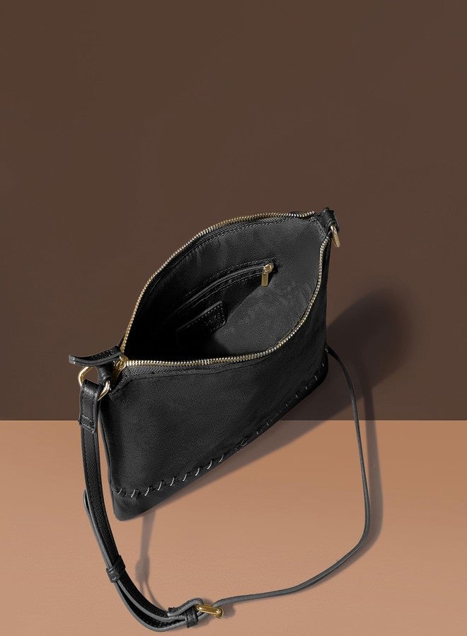 Accessorize London Women's Black Stitch Detail Sling Bag with Adjustable Strap| crossbody sling bag for women stylish|Ladies everyday use sling bag|Shoulder bag for woman - Image 5