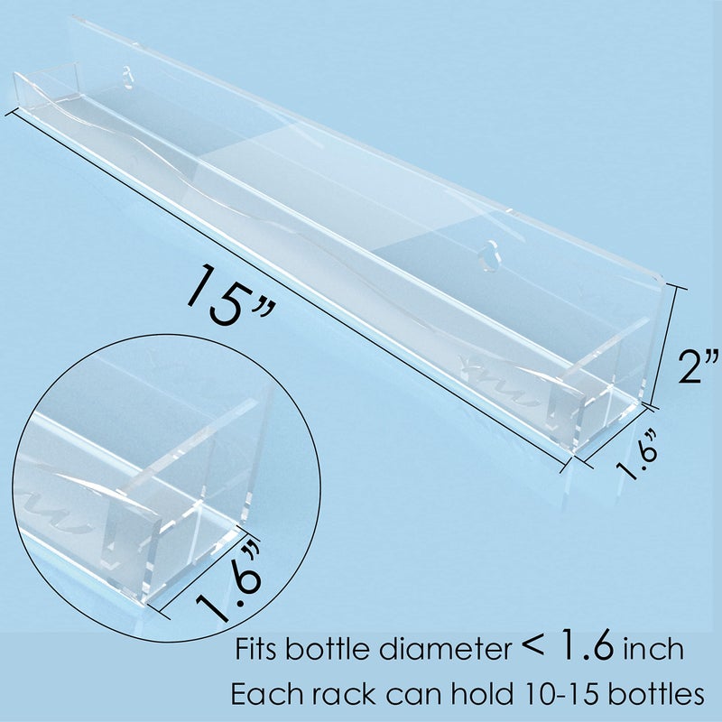 YMVV Clear Acrylic Nail Polish Rack Wall Mounted Shelf,6 Pack Organizer with Unique Wavy Lines,Nail Supplies for Techs,Great Display Salons Retailers - Image 2