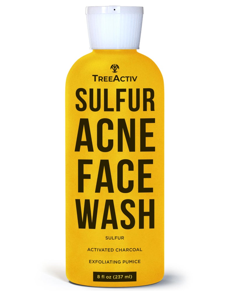 TreeActiv Sulfur Acne Face Wash Original Formula, 8 fl oz, Exfoliating Acne Face Wash for Men & Women, Sulfur Acne Wash for Acne, Activated Charcoal & Pumice, Foaming Daily Women and Men's Face Wash - Image 1