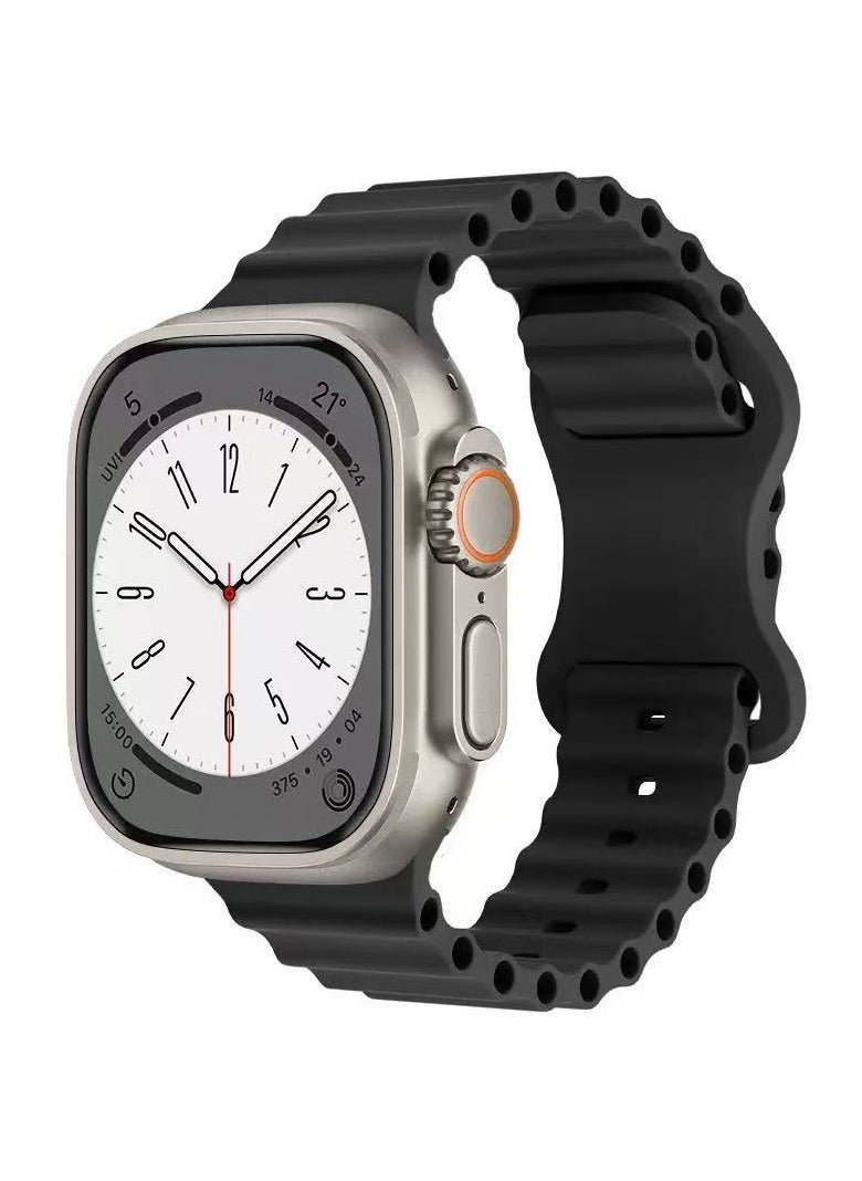 DKNG - 3 Pack Ocean Strap Compatible Apple Strap Ultra 2, 38mm/40mm/41mm Men's & Women's, Wavy Silicone Sport Strap with iWatch Ultra 2/1 Series 10/9/8/7/6/5/4/3/2/1 SE White/Blue/Black - Image 1
