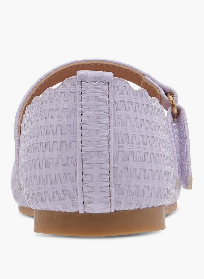 JUNIORS Girls Scallop Detail Ballerina Shoes with Hook and Loop Closure - Image 5