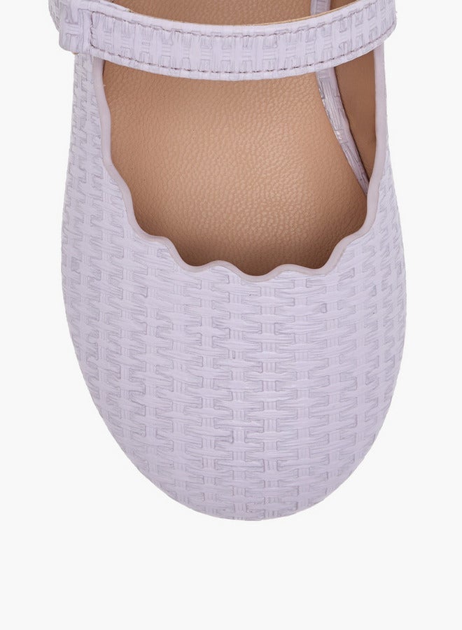 JUNIORS Girls Scallop Detail Ballerina Shoes with Hook and Loop Closure - Image 4