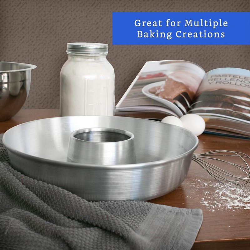 GLOBE ROCKET Aluminum Ring Cake Pan (11.2 in) - Fluted Tube Pan for Baking Pound Cake - Flan Mold - Molde para Chocoflan and Pasteles - Image 4