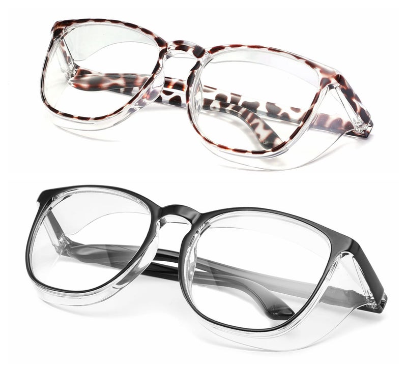 Alsenor Safety Glasses Anti Fog Goggles Protective Eyewear Blue Light Blocking Anti Dust Uv Protection Glasses For Men Women (2 Pack(New-Leopard+Black)) - Image 1