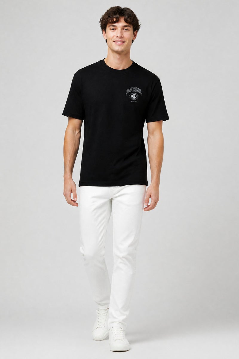 GOOD FOR NOTHING Men Crew Neck Graphic Print Short Sleeve T-Shirt, Black - Image 2