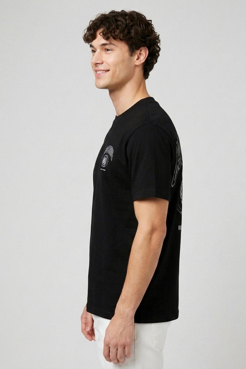 GOOD FOR NOTHING Men Crew Neck Graphic Print Short Sleeve T-Shirt, Black - Image 5