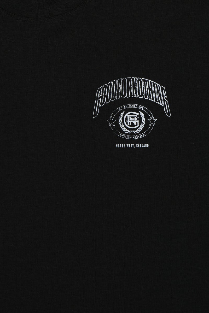 GOOD FOR NOTHING Men Crew Neck Graphic Print Short Sleeve T-Shirt, Black - Image 4