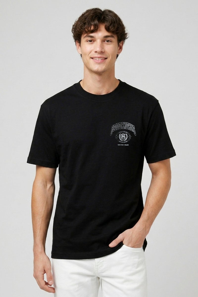 GOOD FOR NOTHING Men Crew Neck Graphic Print Short Sleeve T-Shirt, Black - Image 1