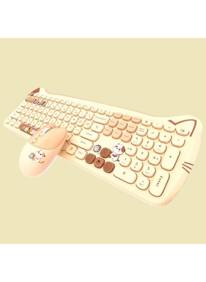 Skyscraper Meow Meng PLUS Wireless Keyboard Mouse Suit Girls Cute Chocolate Office Unlimited Keyboard-Specifications:Meow Meng (plus Wireless Version) Vitality Powder  - Image 4