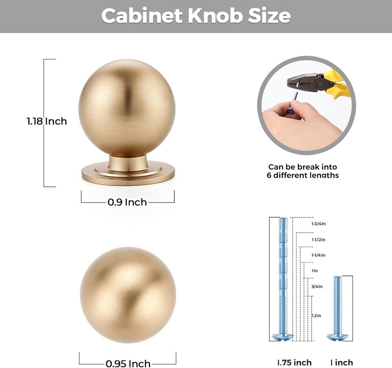 Ravinte Decor 12 Pack Champagne Bronze Cabinet Knobs, Round Dresser Knobs, Ball Kitchen Cabinet Hardware, 0.95" Diameter - Image 3