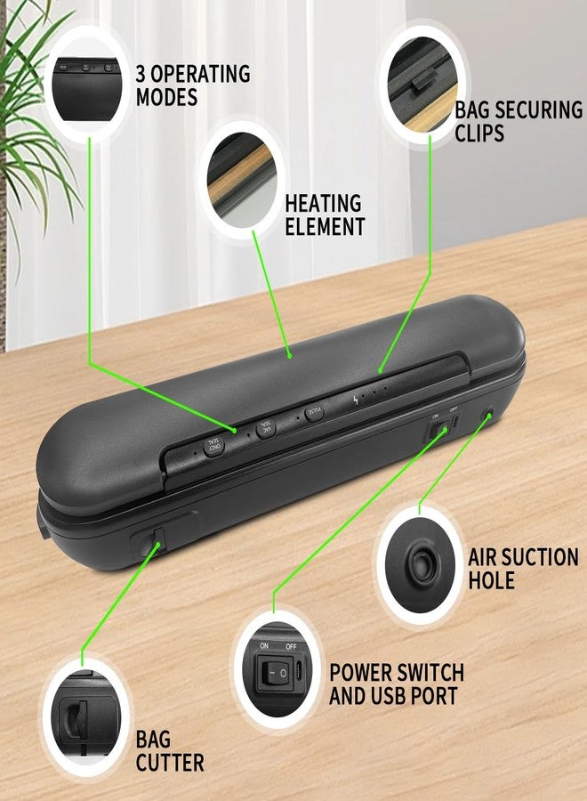 كايلين جهاز شفط هواء لاسلكي محمول لحفظ الطعام، يتضمن 20 كيسًا وقاطعًا مدمجًا | يحافظ على الطعام طازجًا للمطبخ والتخييم والسفر - Image 4