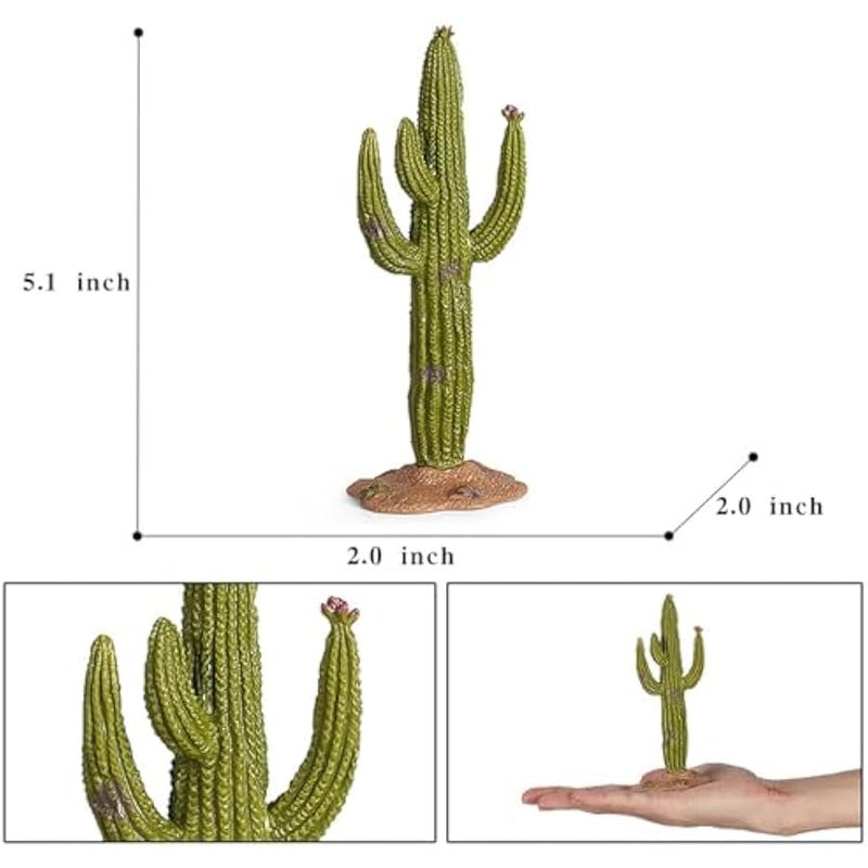 Desert Animal Figurines Set with Model Cactus - Artificial Greenery Plant Fake Cacti - Desert Diorama Project - Great for Sand Table Landscape Scene Accessories Decoration - Image 5