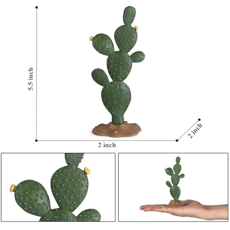 Desert Animal Figurines Set with Model Cactus - Artificial Greenery Plant Fake Cacti - Desert Diorama Project - Great for Sand Table Landscape Scene Accessories Decoration - Image 3