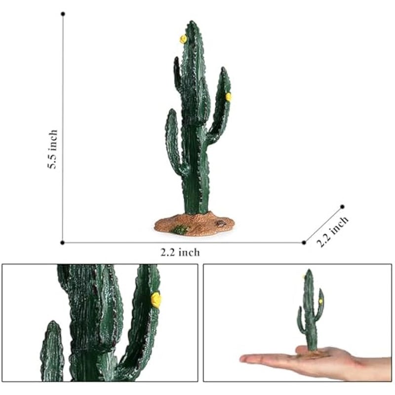 Desert Animal Figurines Set with Model Cactus - Artificial Greenery Plant Fake Cacti - Desert Diorama Project - Great for Sand Table Landscape Scene Accessories Decoration - Image 4