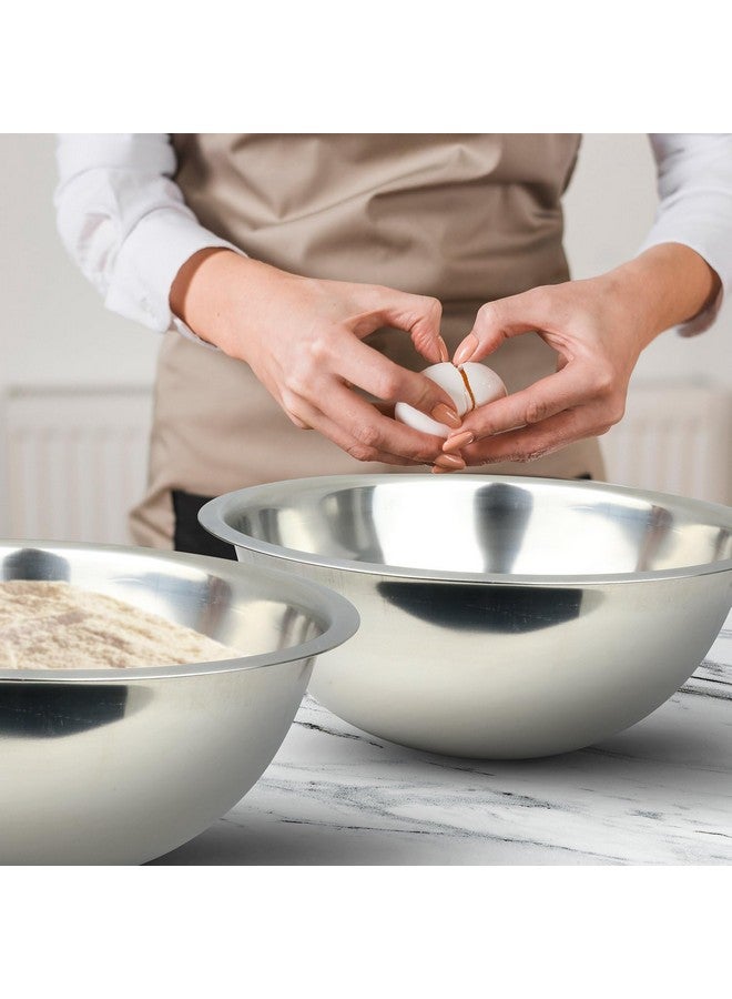 جريت كريدينشالز مجموعة من وعاءين للخلط من Great Credentials، سعة 8 كوارت، من الفولاذ المقاوم للصدأ، للطهاة المحترفين، للمطابخ التجارية، قطر 13.25 بوصة، قاعدة مسطحة - Image 2
