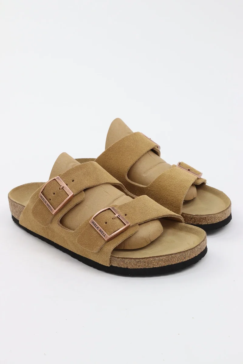 Walk Well Walk Well Genuine Suede Leather Slides