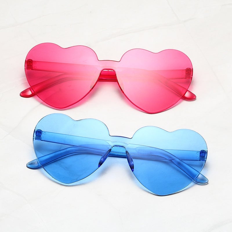 Transparent Jelly Color Love Sunglasses Men'S And Women'S Peach Heart Sunglasses Heart-Shaped Conjoined Love Sunglasses - Image 2